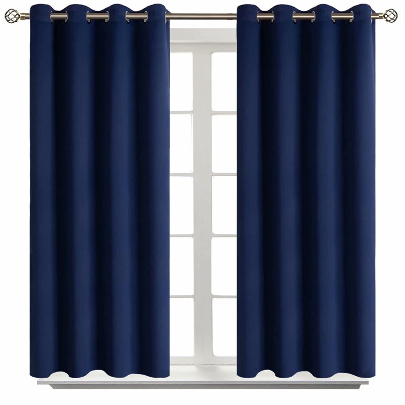BGment Blackout Curtains for Living Room - Grommet Thermal Insulated Room Darkening Curtains for Bedroom, Set of 2 Panels (52 x 54 Inch, Navy Blue) - Image 1